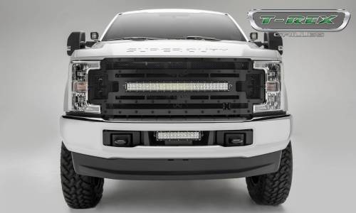 T-Rex Billet - 6315371-BR | T-Rex Stealth Torch Series LED Light Grille | Small Mesh | Mild Steel | Black | Black Studs | 1 Pc | Replacement