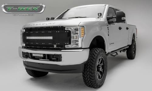 T-Rex Billet - 6315481 | T-Rex Torch Al Series LED Grille | Laser Cut Pattern | Aluminum | Black | Chrome Studs | 1 Pc | Replacement