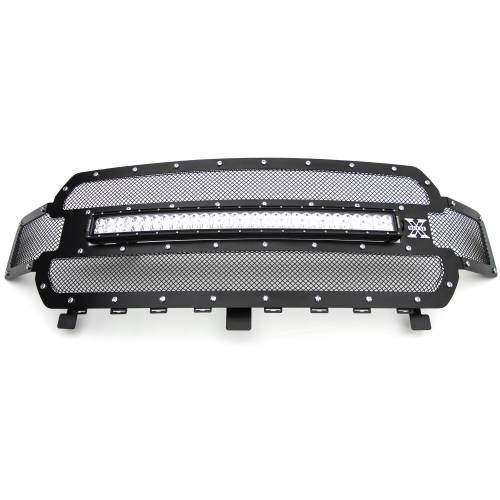 T-Rex Billet - 6315711 | T-Rex Torch Series LED Light Grille | Small Mesh | Mild Steel | Black | Chrome Studs | 1 Pc | Replacement | Incl. 30 in. LED