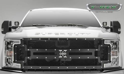 T-Rex Billet - 6715371 | T-Rex X-Metal Series Studded Mesh Grille | Small Mesh | Mild Steel | Black | Chrome Studs | 1 Pc | Replacement