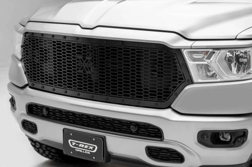 T-Rex Billet - 7714651-BR | T-Rex Stealth Laser X Series Grille | Laser Cut Pattern | Mild Steel | Black | Black Studs | 1 Pc | Replacement