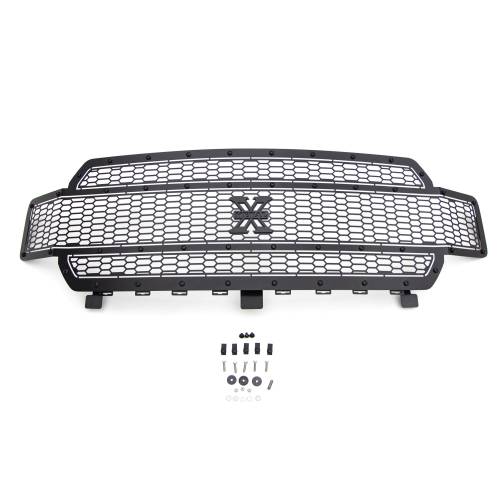 T-Rex Billet - 7715841-BR | T-Rex Stealth Laser X-Metal Series Grille | Laser Cut Pattern | Mild Steel | Black | Black Studs | 1 Pc | Replacement