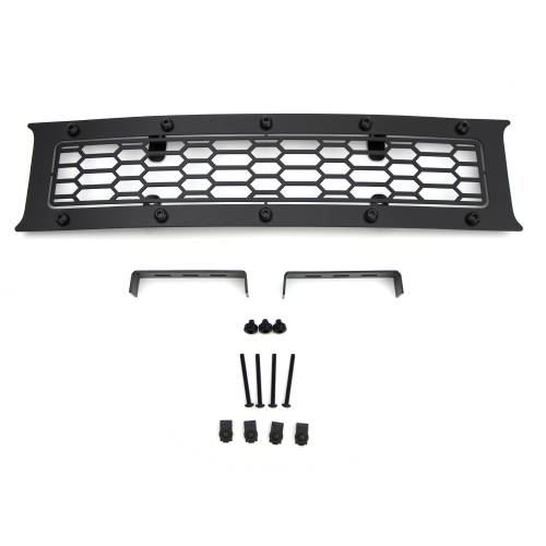 T-Rex Billet - 7725891-BR | T-Rex Stealth Laser X-Metal Series Bumper Grille | Laser Cut Pattern | Mild Steel | Black | Black Studs | 1 Pc | Overlay