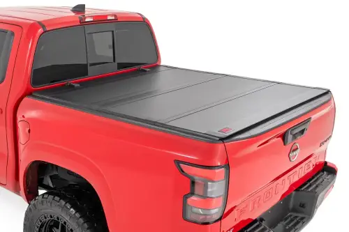 Rough Country - 49520501 | Rough Country Hard Tri Fold Flip Up Bed Cover (2005-2021 Frontier 2WD/4WD | 5' Bed)