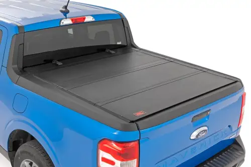 Rough Country - 49254500 | Rough Country Hard Tri Fold Flip Up Bed Cover For Ford Maverick | 2022-2023 | 4'6" Bed