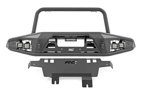 Rough Country - 51200A | Rough Country Front Tubular Bumper With 4 LED Cube Lights For Ford Bronco | 2021-2023 | Without Winch Plate