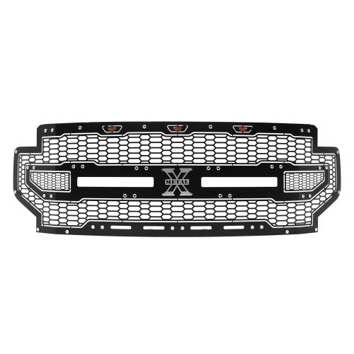 T-Rex Billet - 7715571 | T-Rex Laser X Series Grille | Mild Steel | Black | Chrome Studs | 1 Pc | Insert