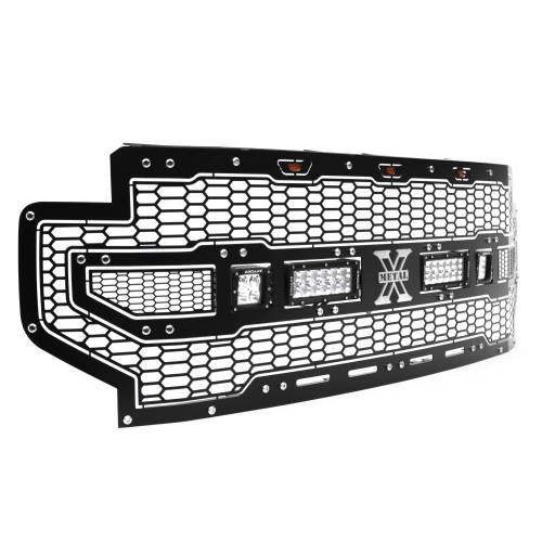 T-Rex Billet - 7315571 | T-Rex Laser Torch Series Grille | Mild Steel | Black | Chrome Studs | 1 Pc | Insert