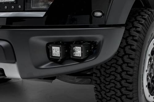 ZROADZ - Z325671-KIT | ZROADZ Front Bumper OEM Fog LED Kit with (4) 3 Inch LED Pod Lights (2010-2014 Ford Raptor)