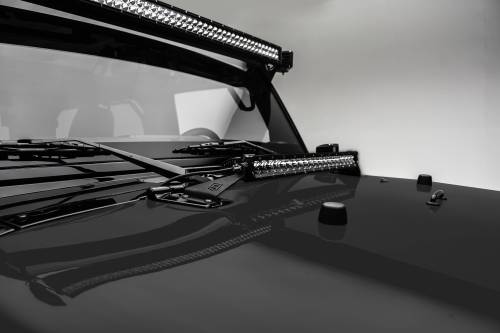 ZROADZ - Z344811-KIT | ZROADZ Hood Hinge LED Kit with (1) 20 Inch LED Straight Single Row Slim Light Bar (2007-2018 Wrangler JK)