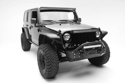 ZROADZ - Z344821-KIT | ZROADZ OEM Grille LED Kit with (1) 30 Inch LED Straight Double Row Light Bar (2007-2018 Wrangler JK)