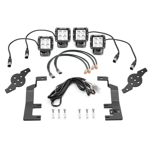 ZROADZ - Z362081-KIT4 | ZROADZ Hood Hinge LED Kit with (4) 3 Inch LED Pod Lights (2014-2018 Silverado, Sierra 1500)