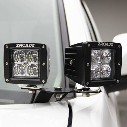 ZROADZ - Z364521-KIT4 | ZROADZ Hood Hinge LED Kit with (4) 3 Inch LED Pod Lights (2009-2023 Ram 1500 | 2010-2018 Ram 2500, 3500)