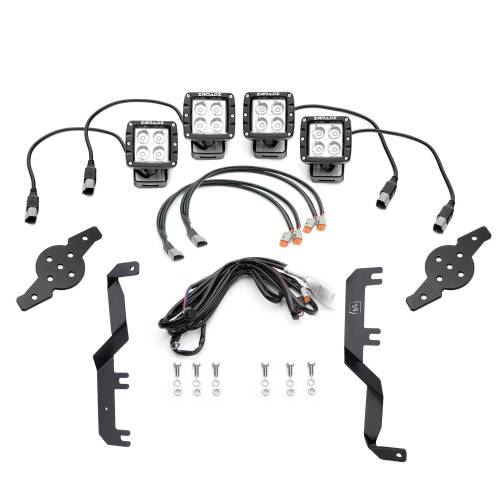 ZROADZ - Z365471-KIT4 | ZROADZ Hood Hinge LED Kit with (4) 3 Inch LED Pod Lights (2017-2022 F250, F350 Super Duty)