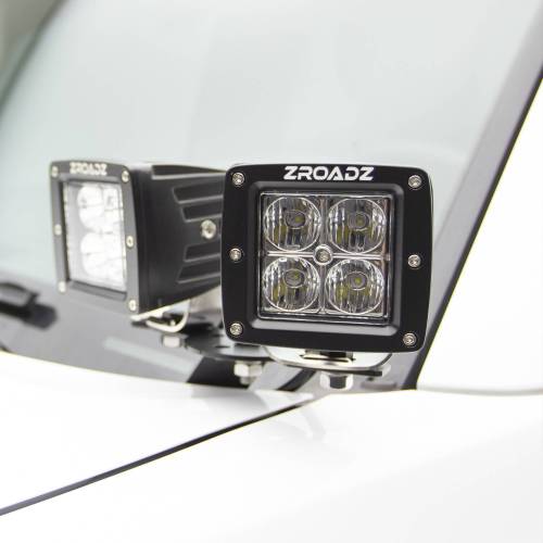 ZROADZ - Z365761-KIT4 | ZROADZ Hood Hinge LED Kit with (4) 3 Inch LED Pod Lights (2015-2018 Ranger)