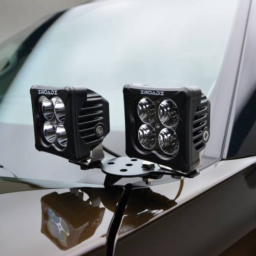 ZROADZ - Z369671-KIT4 | ZROADZ Hood Hinge LED Kit with (4) 3 Inch ZROADZ LED Pod Lights (2022-2023 Tundra)