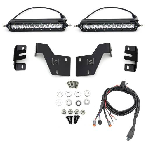 ZROADZ - Z415671-KIT | ZROADZ OEM Grille LED Kit with (2) 10 Inch LED Single Row Slim Light Bars (2017-2019 F250, F350 Super Duty | Platinum)