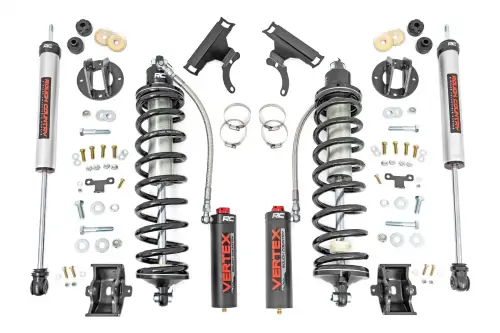 Rough Country - 50015 | Rough Country 3 Inch Coilover Conversion Upgrade Kit For Ford F-250 Super Duty | 2005-2022 | Diesel, Front Vertex Coilovers, Rear V2 Shocks