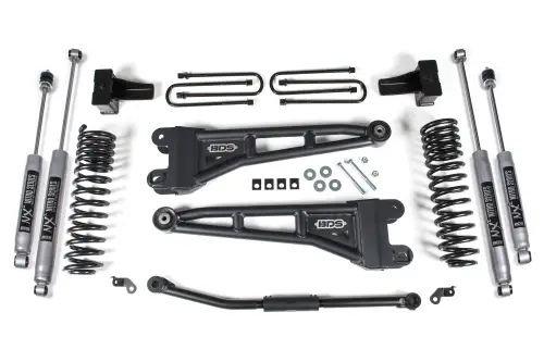 BDS Suspension - BDS1509H | BDS Suspension 2.5 Inch Lift Kit With Radius Arm For Ford F-250 / F-350 Super Duty 4WD | 2011-2016 | Diesel, Rear 4 Inch Block Kit, NX2 Nitro Series