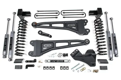 BDS Suspension - BDS1520H | BDS Suspension 4 Inch Lift Kit With Radius Arm For Ford F-250 / F-350 Super Duty 4WD | 2017-2019 | Diesel, 5 Inch Block With 2 Leaf Main, NX2 Nitro Series Shocks