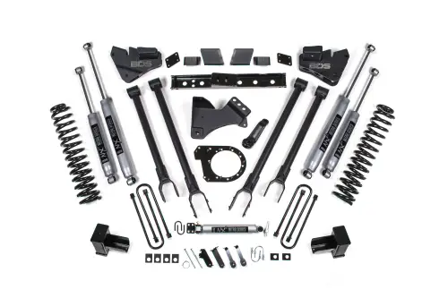 BDS Suspension - BDS1527H | BDS Suspension 6 Inch Lift Kit 4-Link Conversion For Ford F-250 / F-350 Super Duty 4WD | 2017-2019 | Diesel, Rear 5 Inch Block With 2 Leaf Main, NX2 Nitro Series Shocks