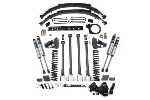 BDS Suspension - BDS1529FS | BDS Suspension 6 Inch Lift Kit With 4-Link Conversion For Ford F-250 / F-350 Super Duty 4WD | 2017-2019 | Diesel, Rear Leaf Spring | Fox 2.0 Performance Series Shocks