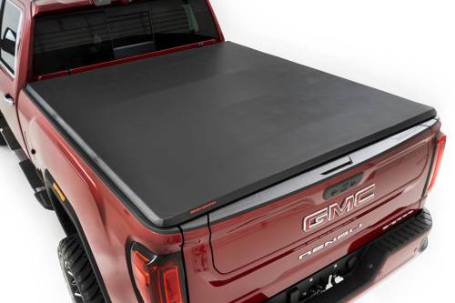 Rough Country - 41120690 | Rough Country Soft Tri-Fold Bed Cover (2020-2025 Silverado, Sierra 2500 HD, 3500 HD 2WD/4WD | 6'9" Bed)