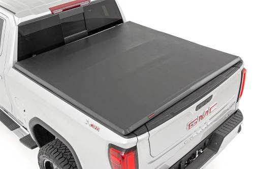 Rough Country - 41308650 | Rough-Country Bed Cover | Tri Fold | Soft | 6'7" Bed | Chevrolet/GMC 1500 (19-24)