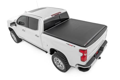 Rough Country - 42120580 | Rough Country Soft Roll Up Bed Cover (2019-2025 Silverado, Sierra 1500 2WD/4WD 5'10" Bed | Short Bed)