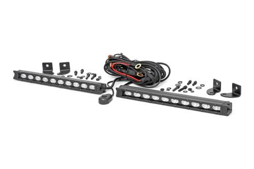 Rough Country - 70410ABL | Rough Country 10 Inch Slimline Cree LED Light Bars (Universal) | Pair | Black Series Light