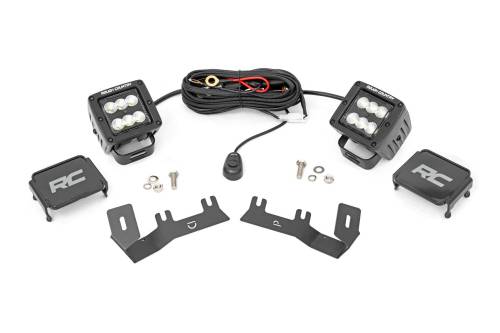 Rough Country - 71054 | Rough-Country LED Ditch Light Kit | 2in Black Series W/ White DRL (2014-2018 Silverado, Sierra 1500)