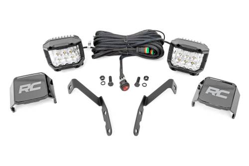 Rough Country - 71060 | Rough-Country LED Ditch Mount Light Kit 2" Black Series W/ White DRL (2007-2013 Silverado 1500 | 2007-2014 Silverado, Sierra 2500 HD, 3500 HD)