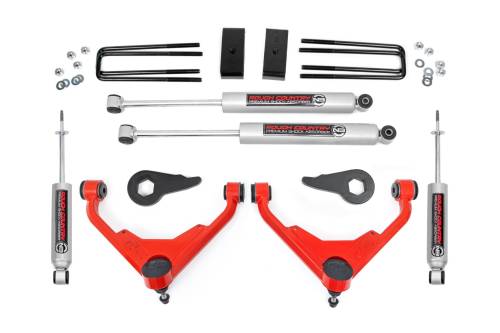 Rough Country - 859830RED | Rough-Country 3 Inch Lift Kit | FK/FF Code | Chevrolet/GMC 2500HD (01-10)