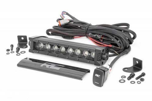 Rough Country - 70718BLDRLA | Rough Country 8 Inch Black Series LED Light Bar | Single Row | Amber DRL