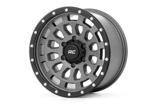 Rough Country - 87170912G | Rough Country 87 Series Wheel | Simulated Beadlock | Gray/Black | 17x8.5 | 6x5.5 | +0mm