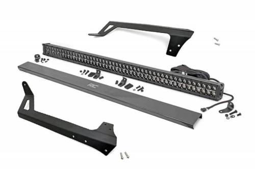 Rough Country - 70504BLDRL | Rough-Country LED Light | Windshield Mnt | 50" Black Dual Row | White DRL | Jeep Wrangler JK (07-18)