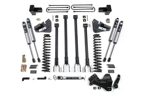 BDS Suspension - BDS1537FS | BDS Suspension 4 Inch Lift Kit 4-Link Conversion For Ford F-250 / F-350 Super Duty 4WD | 2017-2019 | Diesel, Rear 5 Inch Block With 2 Leaf Main | Fox 2.0 Performance Series Shocks