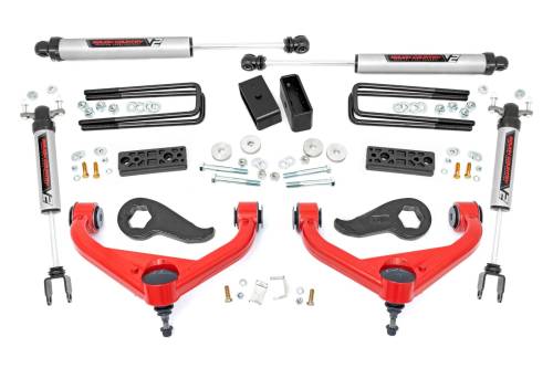 Rough Country - 95630RED | Rough-Country 3 Inch Lift Kit | Chevrolet/GMC Sierra 3500 HD/Silverado 3500 HD (20-24)