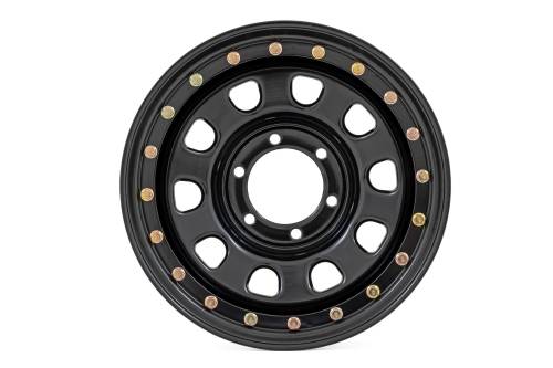 Rough Country - RC158545SL | Rough Country Steel Simulated Beadlock Wheel Black | 15x8 | 5x4.5 | 3.30 Bore | -19