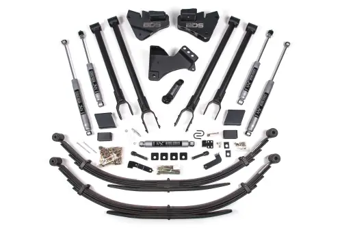 BDS Suspension - BDS1555H | BDS Suspension 4 Inch Lift Kit 4-Link Conversion For Ford F-250 / F-350 Super Duty 4WD | 2017-2019 | Diesel | Rear Leaf Springs, NX2 Nitro Series Shocks