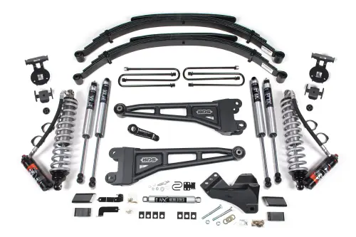 BDS Suspension - BDS1557FPE | BDS Suspension 4 Inch Lift Kit With Radius Arm Fox 2.5 Performance Elite Coil-Over Conversion For Ford F-250 / F-350 Super Duty 4WD | 2017-2019 | Diesel, Rear Leaf Springs