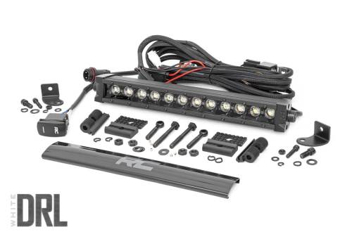 Rough Country - 70712BLDRLA | Rough Country 12 Inch Black Series LED Light Bar | Single Row | Amber DRL