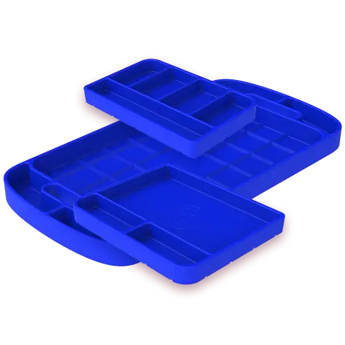 S&B Filters - 80-1002 | S&B Filters Tool Tray Silicone 3 Piece Set Color Blue