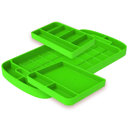 S&B Filters - 80-1000 | S&B Filters Tool Tray Silicone 3 Piece Set Color Lime Green