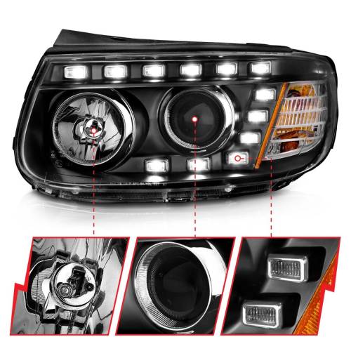 Anzo USA - 111237 | Anzo USA Projector Headlights w/ LED Black (2007-2012 Sante Fe)