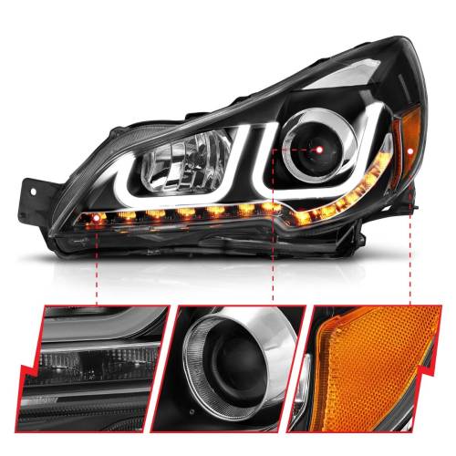 Anzo USA - 111285 | Anzo USA Projector Headlights w/ U-Bar Black (2010-2023 Outback, Legacy)