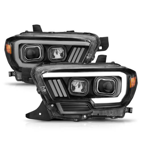 Anzo USA - 111377 | Anzo USA Projector Headlights Plank Style Black (2016-2023 Tacoma)