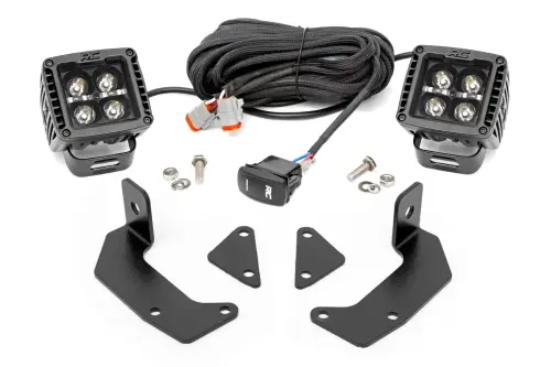 Rough Country - 96105 | Rough Country LED Cube Light Kit Front Mount For CFMoto UForce 1000/1000XL | 2022-2022 | Black Series With Amber DRL Lights