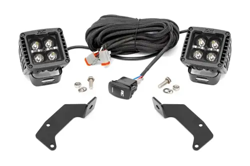 Rough Country - 96104 | Rough Country LED Cube Light Kit Front Mount For CFMoto UForce 1000/1000XL | 2022-2022 | Black Series With White DRL Lights