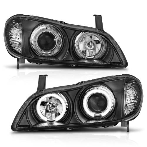 Anzo USA - 121077 | Honda Civic Projector Headlights w/ Halo Black (2000-2001 I-30 | 2002-2004 I-35)